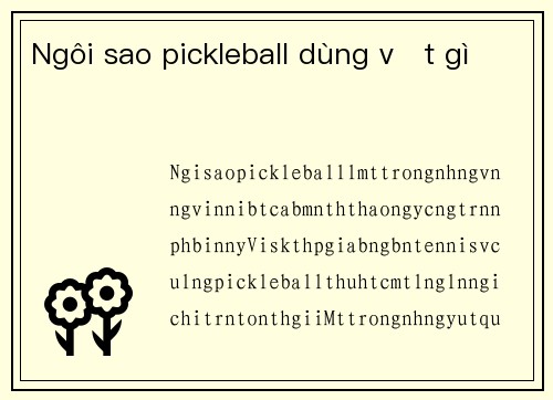 Ngôi sao pickleball dùng vợt gì