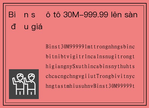 Biển số ô tô 30M-999.99 lên sàn đấu giá